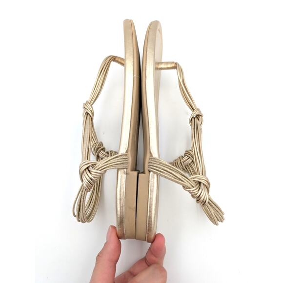 Vince Deja Slip On Slingback Thong Sandals Metallic Gold Size US6.5M EU36.5 - Picture 7 of 11